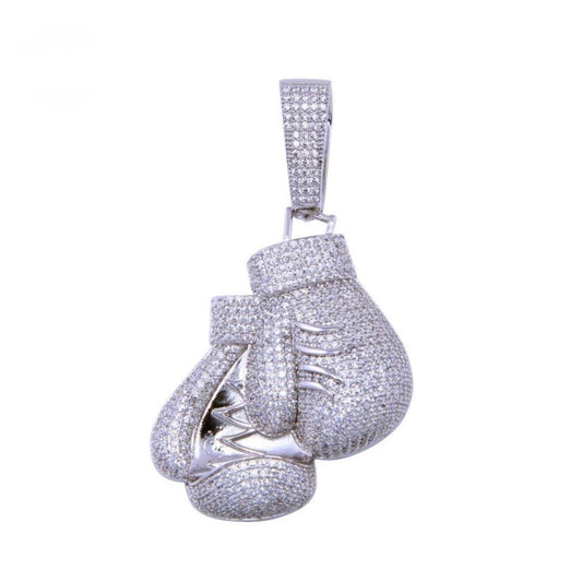 Silver 925 Rhodium Plated CZ Boxing Glove Pendant