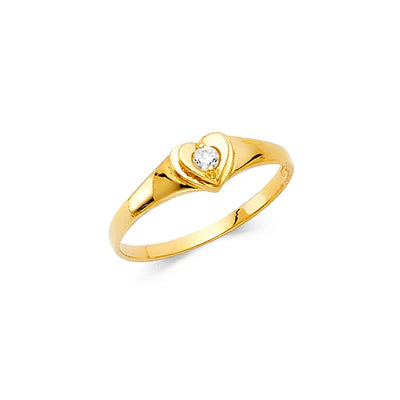 14K Yellow Heart Baby CZ Ring