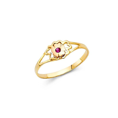 14K Yellow Gold 5MM CZ Flower Shape Baby Ring