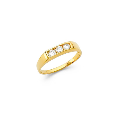 14K Yellow Gold 2MM CZ Baby Ring