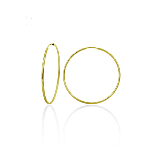 14K Yellow Gold Wire Hoop Earrings