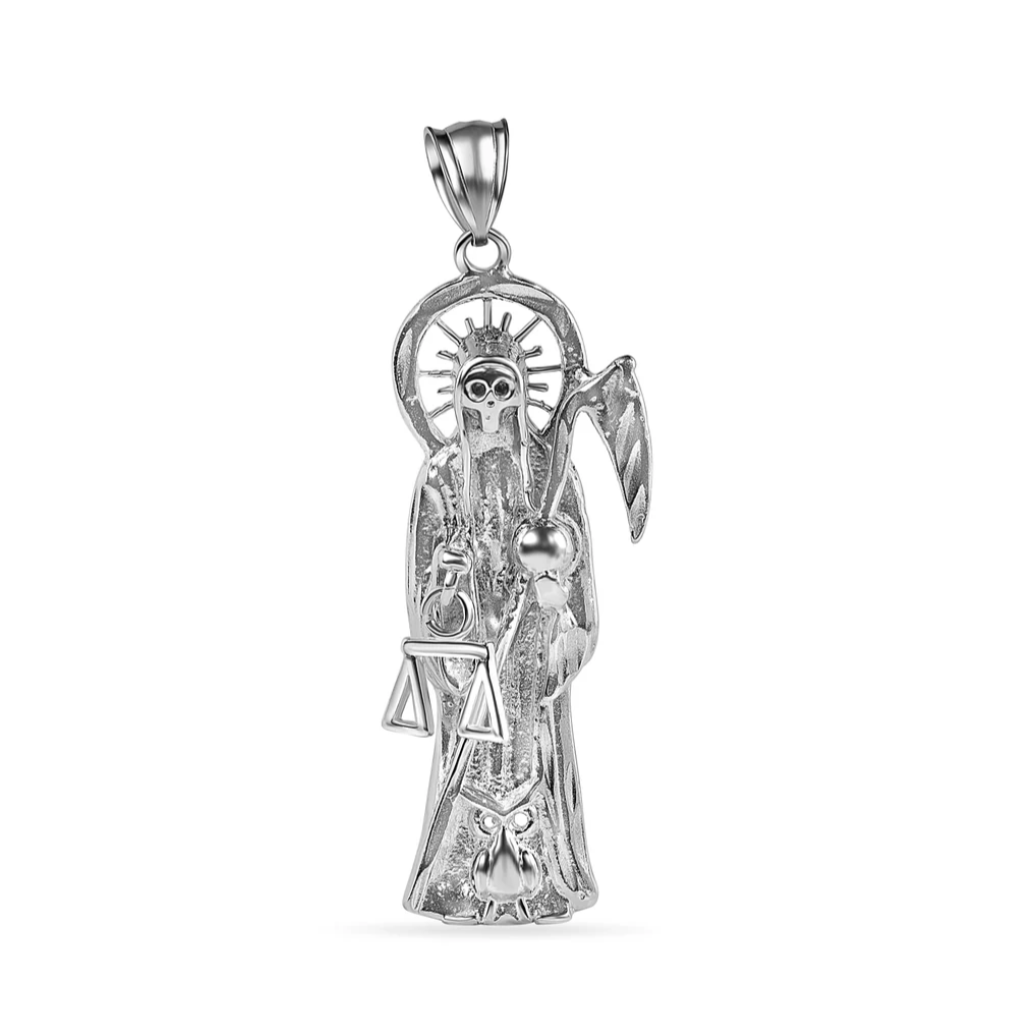 925 Sterling Silver Santa Muerte Pendant