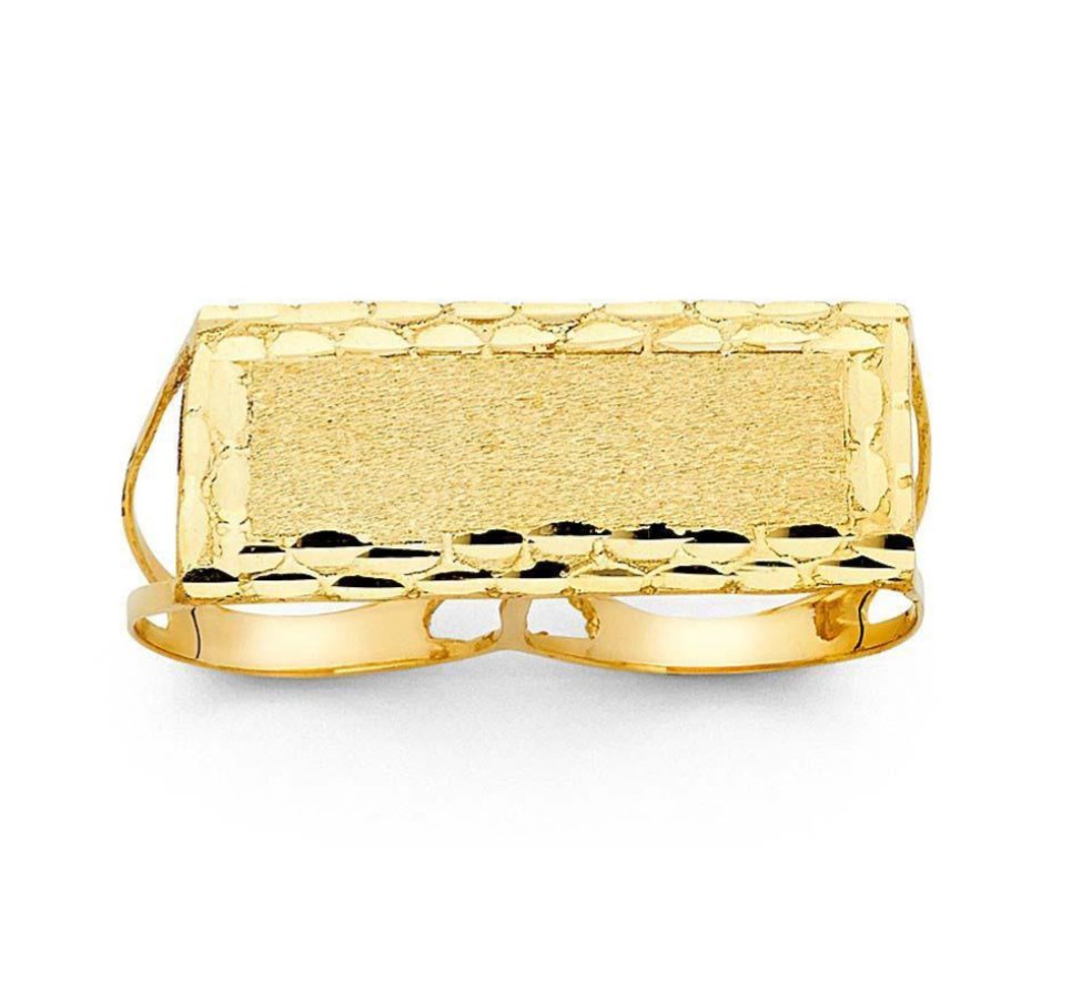 14K Yellow Gold 17MM 2 Finger Men's Ring