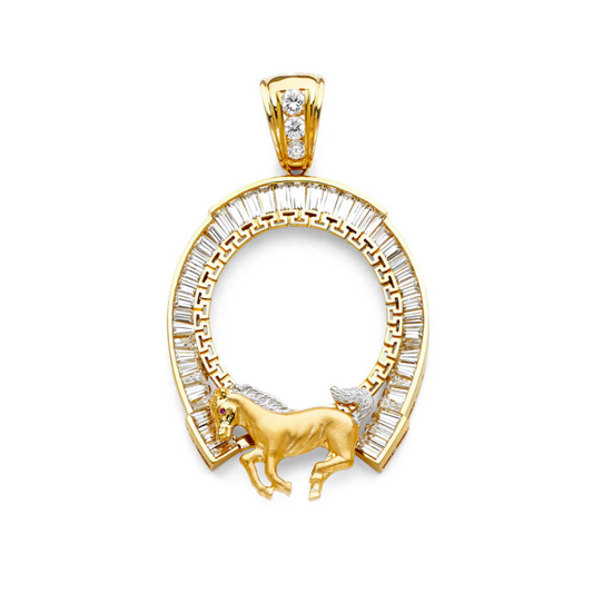 14K Two-Tone Horse Show CZ Frame