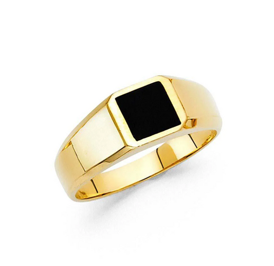 14K Yellow Gold Onyx Men's Ring