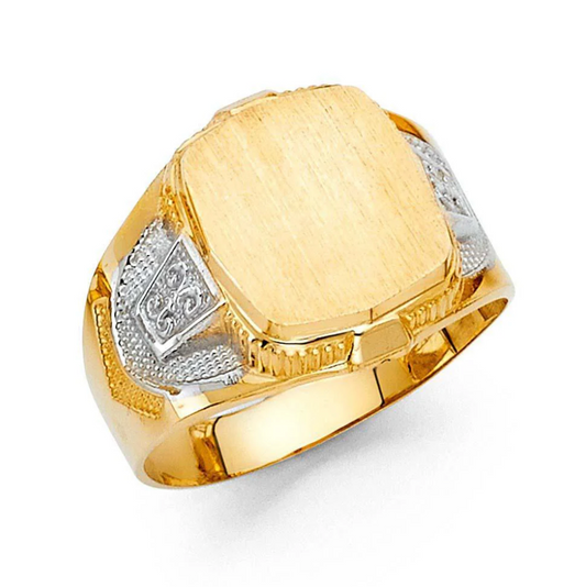 14K Yellow Gold 16MM Engravable Men's Ring