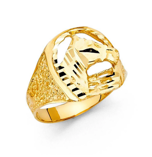 14K Yellow Gold Horse Shoe Men's Ring