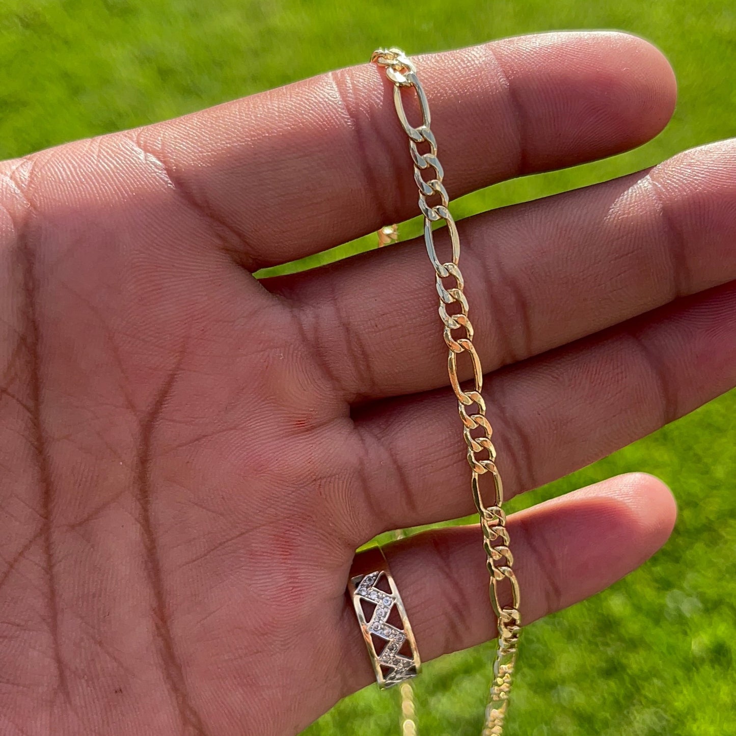 14K Yellow Gold Figaro Chain 4MM 22"