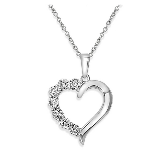 925 Sterling Silver Open CZ Heart Necklace